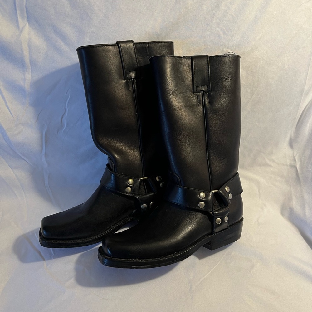 Morgan and Miller black leather moto boots